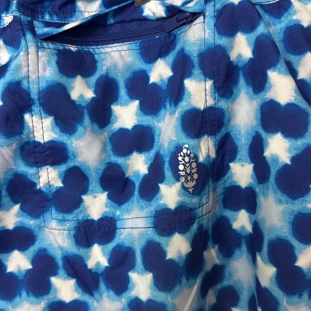 Free People Movement Pleated Shorts Size XL‎ Blue White Women’s High Rise
